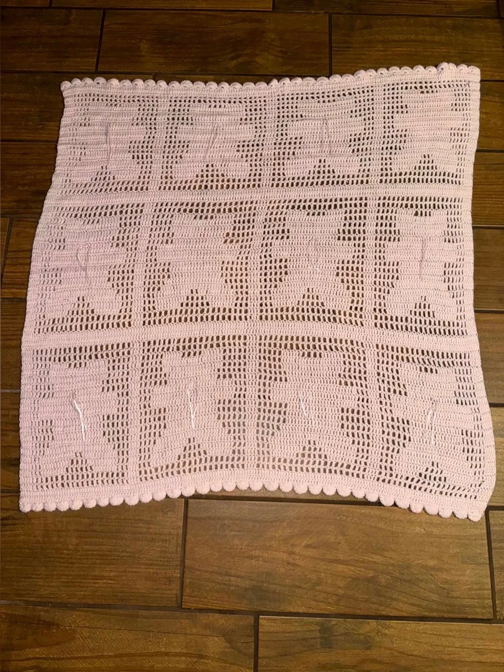 Pink Crochet baby girl blanket (teddy bears)
